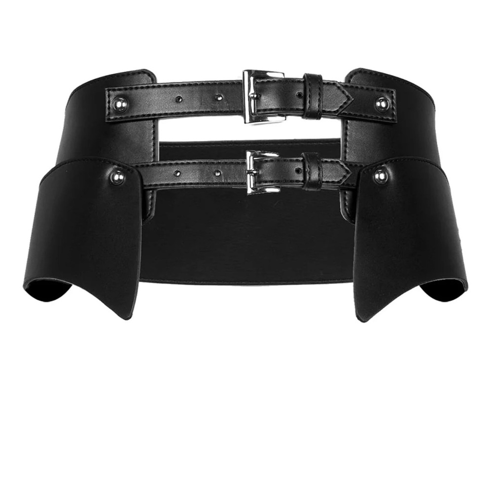 Disturbia Peplum Black Double Buckle Belt